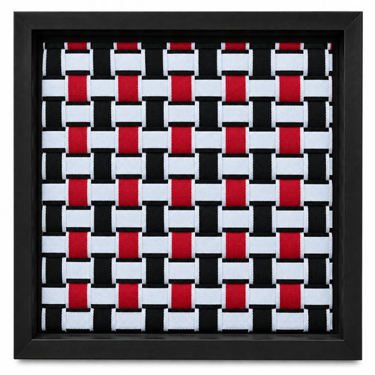 Noir Tempo - Handgewebtes Wandbild im schwarzen Objektrahmen, 35x35 cm