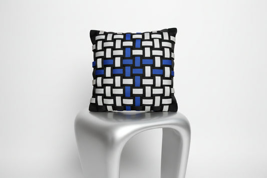 021 NEON GRID ELECTRIC BLUE Neonmix l Kissenbezug - WOOVE