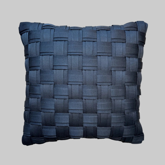 WOOVE Handgewebtes Designer-Kissen - Grid Ästhetik in Schwarz l Kissenbezug - WOOVE