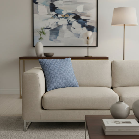 Sora - Handgewebtes Design-Kissen / Dove Blue