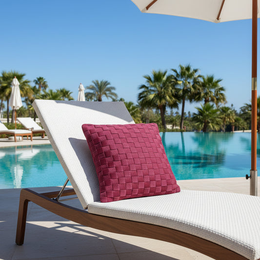 Amara - Handgewebtes Design-Kissen / Burgundy