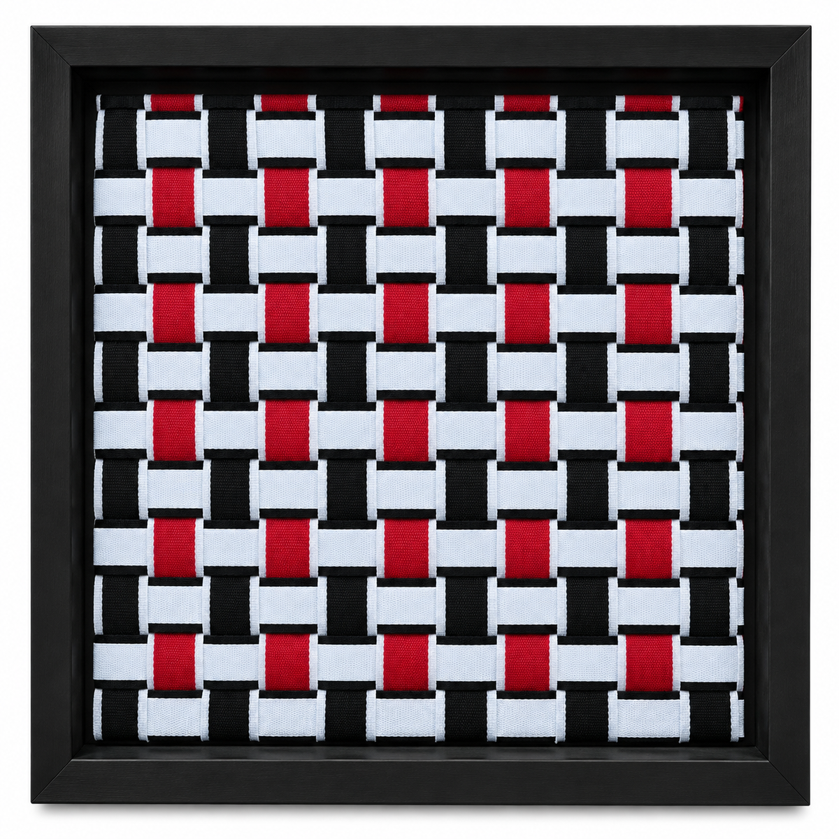 Noir Tempo - Handgewebtes Wandbild im schwarzen Objektrahmen, 35x35 cm