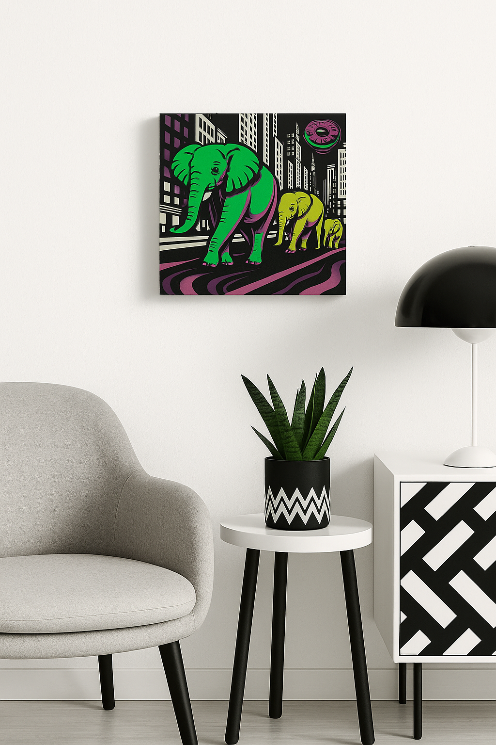 Elephants on Acid / Mini-Leinwandbild - WOOVE
