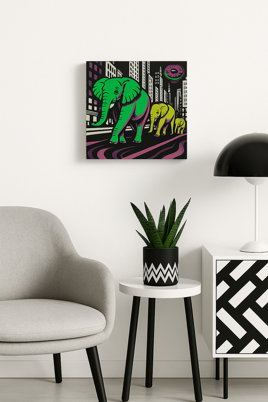 Elephants on Acid / Mini-Leinwandbild - WOOVE