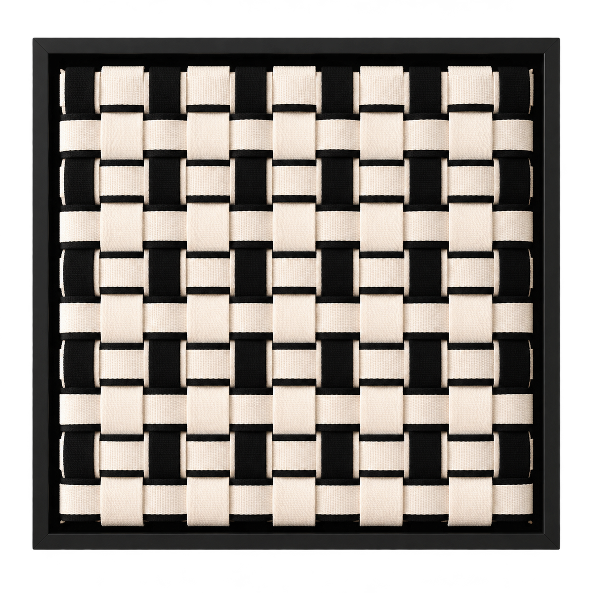 Mono Form - Handgewebtes Wandbild im schwarzen Objektrahmen, 35x35 cm