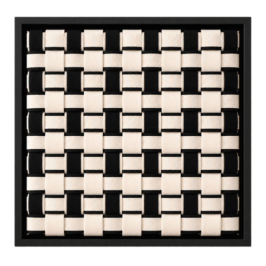 Mono Form - Handgewebtes Wandbild im schwarzen Objektrahmen, 35x35 cm