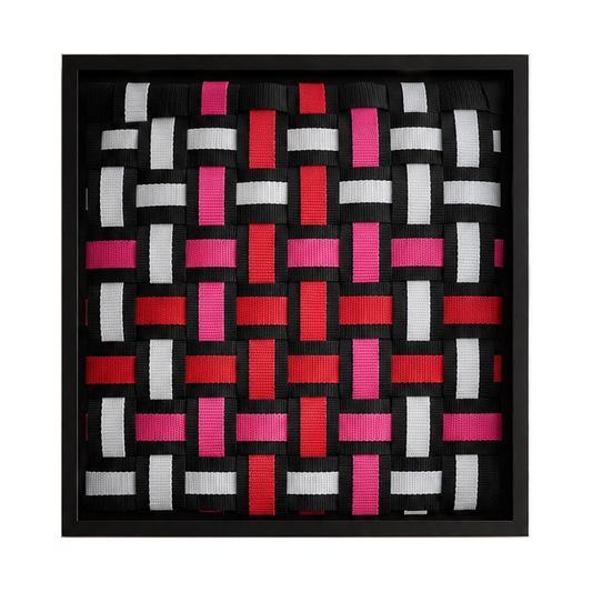 Avantgarde Pop - Handgewebtes Wandbild im schwarzen Objektrahmen, 35x35 cm