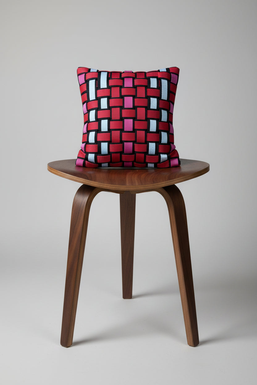 Avantgarde Pop - Handgewebtes Design-Kissen