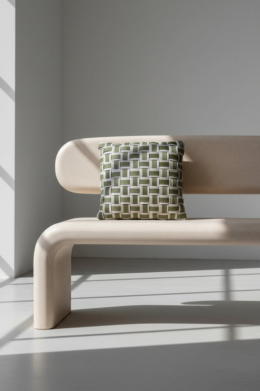Sola - Handgewebtes Design-Kissen / Blush Sand & Olive