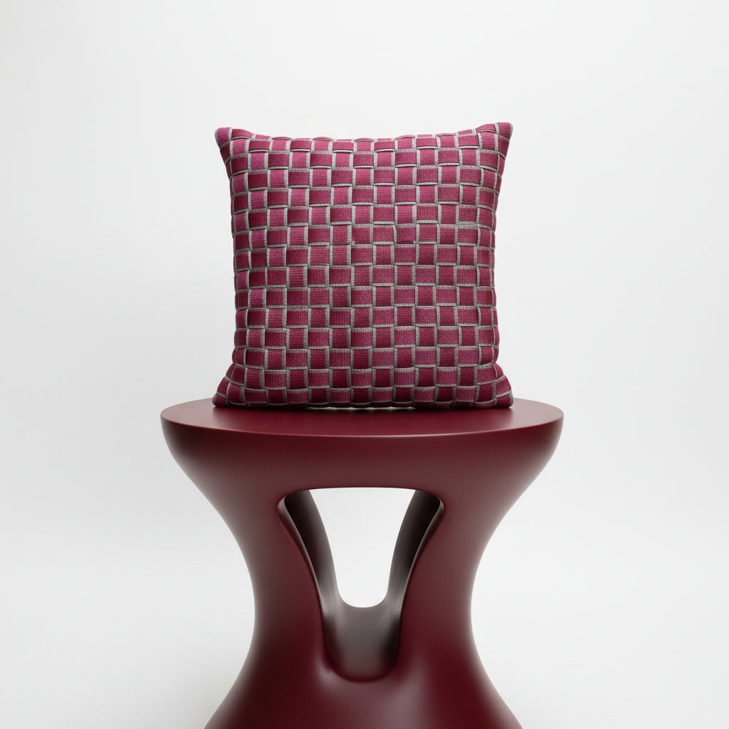 BORDEAUX SAND Beige & Weinrot / Kissenbezug - WOOVE