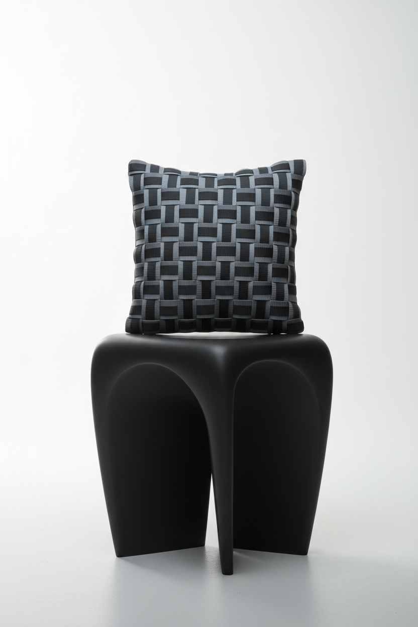 Kara - Handgewebtes Design-Kissen / Antracite & Onyx