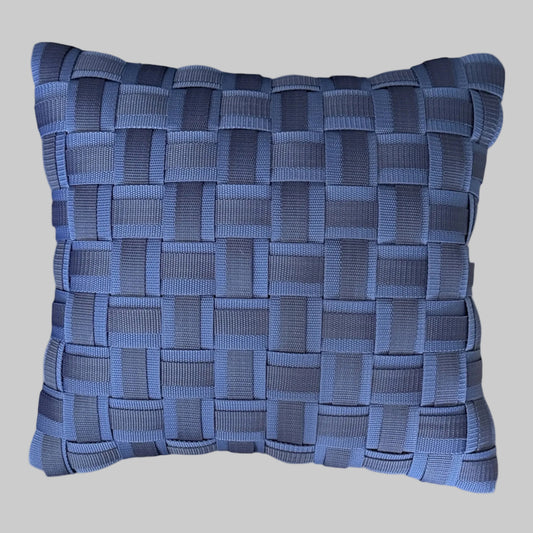 Sea - Handgewebtes Design-Kissen / Navy Blue & Midnight Blue