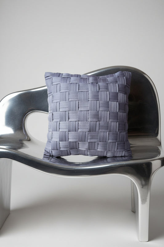 Fjord - Handgewebtes Design-Kissen / Dove Blue