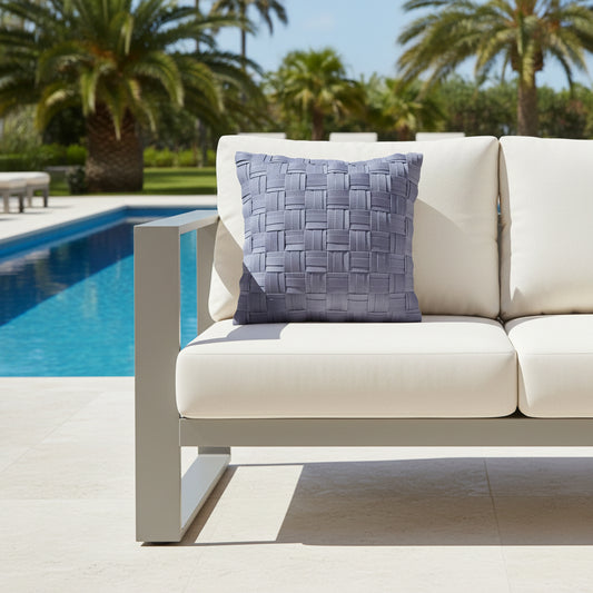 Fjord - Handgewebtes Design-Kissen / Dove Blue
