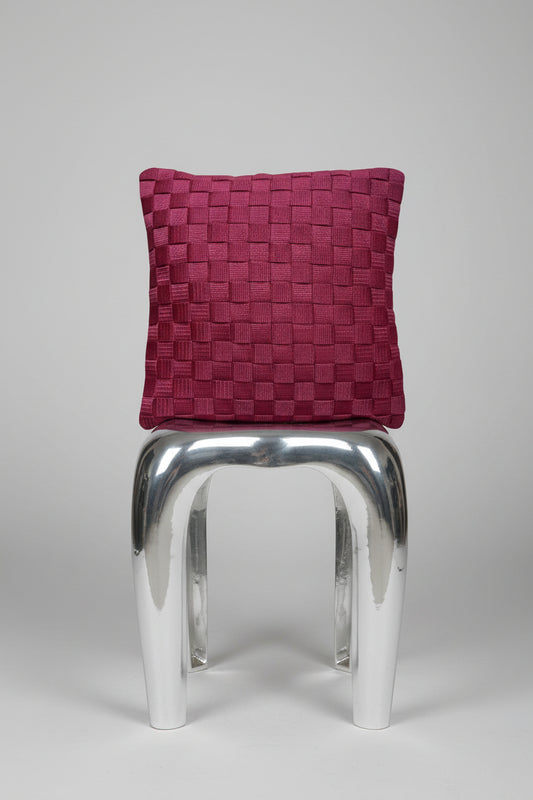 Amara - Handgewebtes Design-Kissen / Burgundy